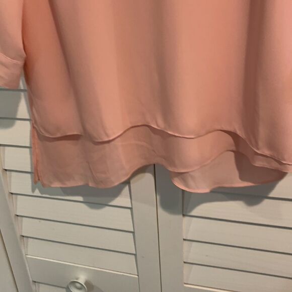 V neck sheer multi layer peachy pink blouse - Picture 8 of 11
